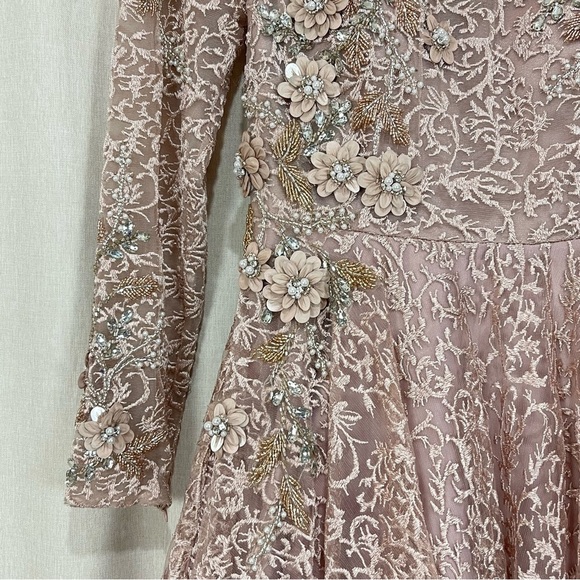 NWT Mac Duggal EMBELLISHED ILLUSION LONG SLEEVE A LINE GOWN Sz 4 Wedding Prom - Picture 9 of 16